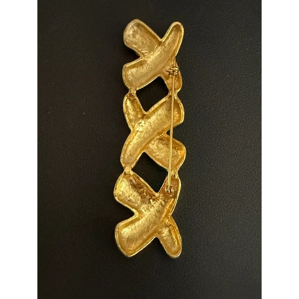 Vintage Brooch Gold Tone Modernist 80s Pop